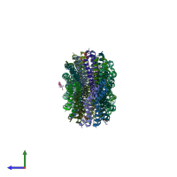 PDB entry 3zk1 coloured by chain, side view.