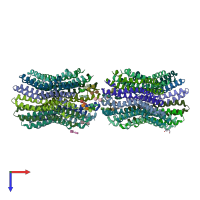 PDB entry 3zk1 coloured by chain, top view.