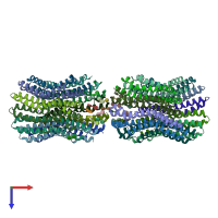 PDB entry 3zk2 coloured by chain, top view.