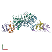 PDB entry 3zkj coloured by chain, front view.