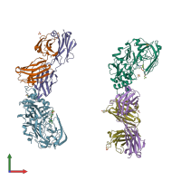 PDB entry 3zkn coloured by chain, front view.