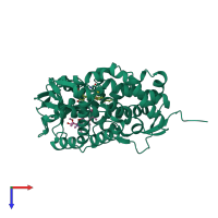 PDB entry 3zkp coloured by chain, top view.