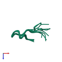 PDB entry 3zkt coloured by chain, ensemble of 10 models, top view.
