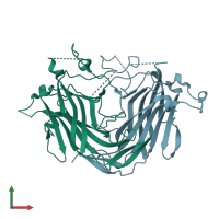 PDB entry 3zlc coloured by chain, front view.