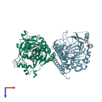 PDB entry 3zli coloured by chain, top view.