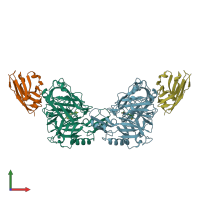 PDB entry 3zlq coloured by chain, front view.