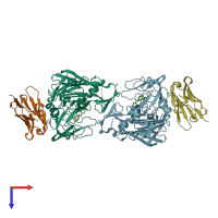 PDB entry 3zlq coloured by chain, top view.