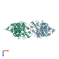 PDB entry 3zlu coloured by chain, top view.