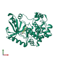 Monomeric assembly 1 of PDB entry 3zlx coloured by chemically distinct molecules, front view.