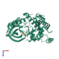 PDB entry 3zlx coloured by chain, top view.