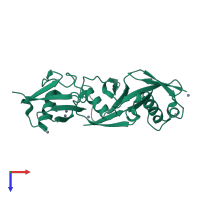 Homo trimeric assembly 1 of PDB entry 3zlz coloured by chemically distinct molecules, top view.