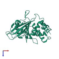 PDB entry 3zm3 coloured by chain, top view.