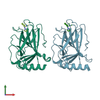 PDB entry 3zme coloured by chain, front view.