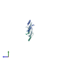 PDB entry 3zmf coloured by chain, side view.