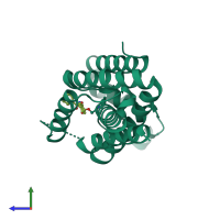 PDB entry 3zmi coloured by chain, side view.