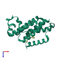 PDB entry 3zmi coloured by chain, top view.