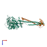 PDB entry 3zms coloured by chain, top view.