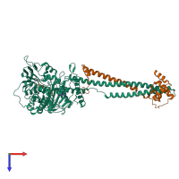 PDB entry 3zmt coloured by chain, top view.