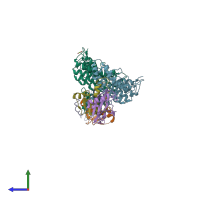 PDB entry 3zng coloured by chain, side view.