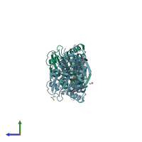 PDB entry 3znn coloured by chain, side view.