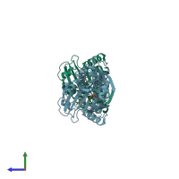 PDB entry 3zno coloured by chain, side view.