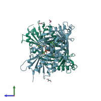 PDB entry 3znp coloured by chain, side view.