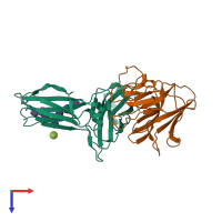 PDB entry 3zo0 coloured by chain, top view.