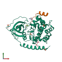 PDB entry 3zo2 coloured by chain, front view.