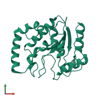 PDB entry 3zor coloured by chain, front view.