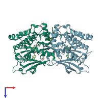 PDB entry 3zos coloured by chain, top view.