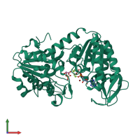 PDB entry 3zoz coloured by chain, front view.