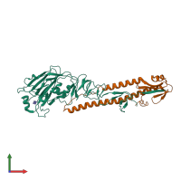 PDB entry 3zp1 coloured by chain, front view.