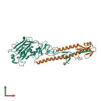 PDB entry 3zp2 coloured by chain, front view.