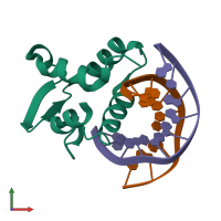 PDB entry 3zp5 coloured by chain, front view.