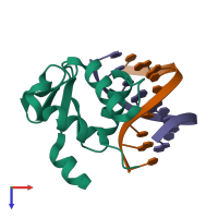 PDB entry 3zp5 coloured by chain, top view.