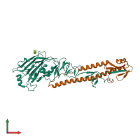 PDB entry 3zpa coloured by chain, front view.