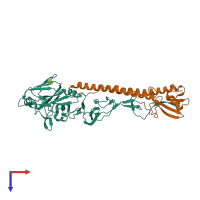 PDB entry 3zpa coloured by chain, top view.