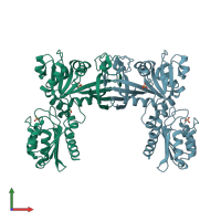 PDB entry 3zpc coloured by chain, front view.