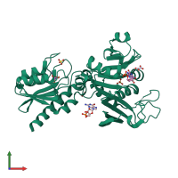 PDB entry 3zpg coloured by chain, front view.