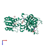 PDB entry 3zpg coloured by chain, top view.