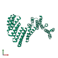 PDB entry 3zpj coloured by chain, front view.