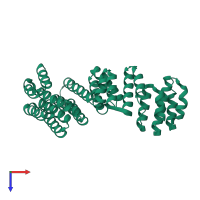 PDB entry 3zpj coloured by chain, top view.