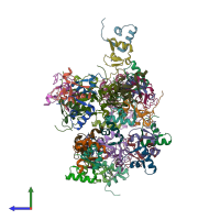 PDB entry 3zpv coloured by chain, side view.