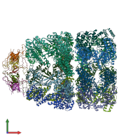 PDB entry 3zq1 coloured by chain, front view.