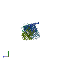PDB entry 3zq6 coloured by chain, side view.