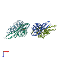 PDB entry 3zq6 coloured by chain, top view.