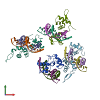 PDB entry 3zqc coloured by chain, front view.
