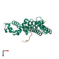 PDB entry 3zqh coloured by chain, top view.