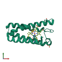 PDB entry 3zqv coloured by chain, front view.