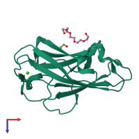 PDB entry 3zqw coloured by chain, top view.
